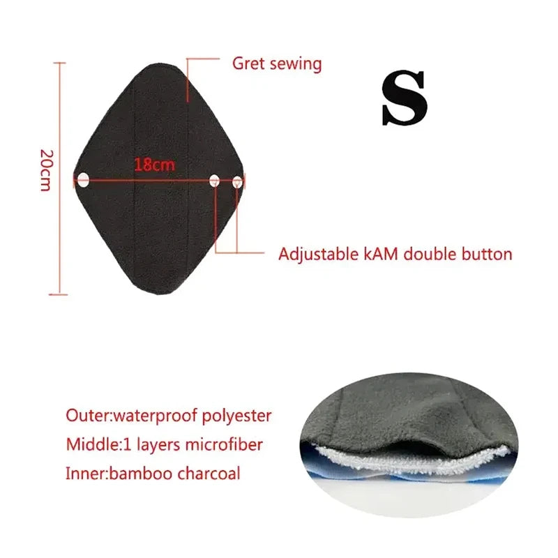 10pcs Reusable Menstrual Pads Female Breathable Heavy Flow Bamboo Charcoal Washable Sanitary Napkins Women cloth sanitary napkin