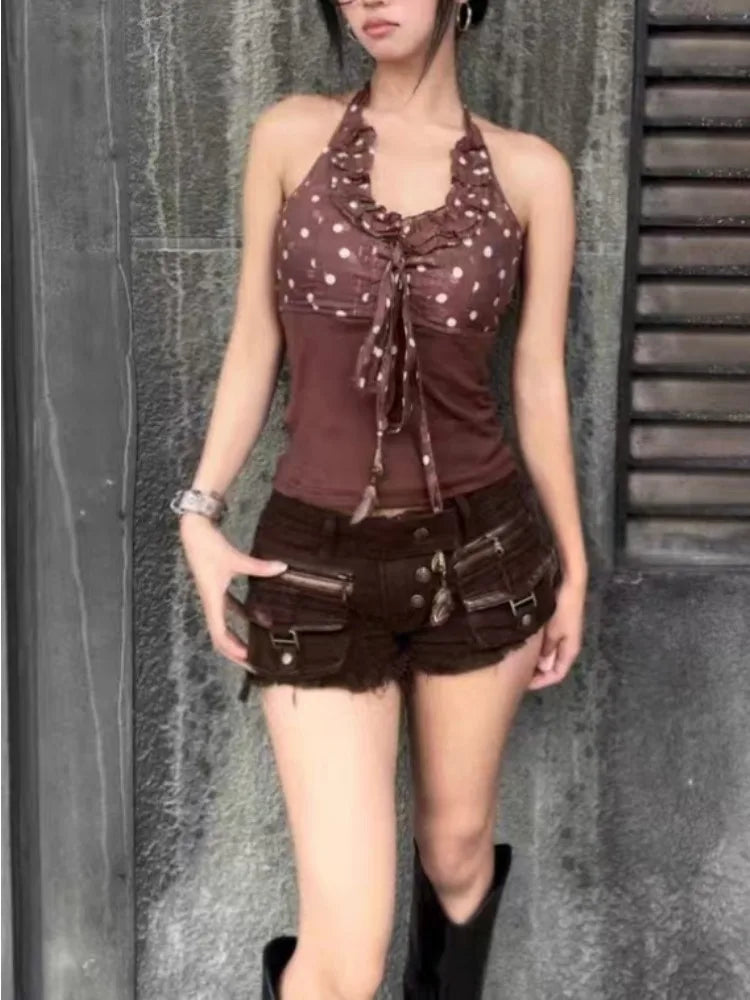 Women's Harajuku Style Shoujo Street Super Short Jean Casual Sexy Slim Shorts 2000S Blue Sheath Y2K E-Girl Hotsweet Denim Shorts