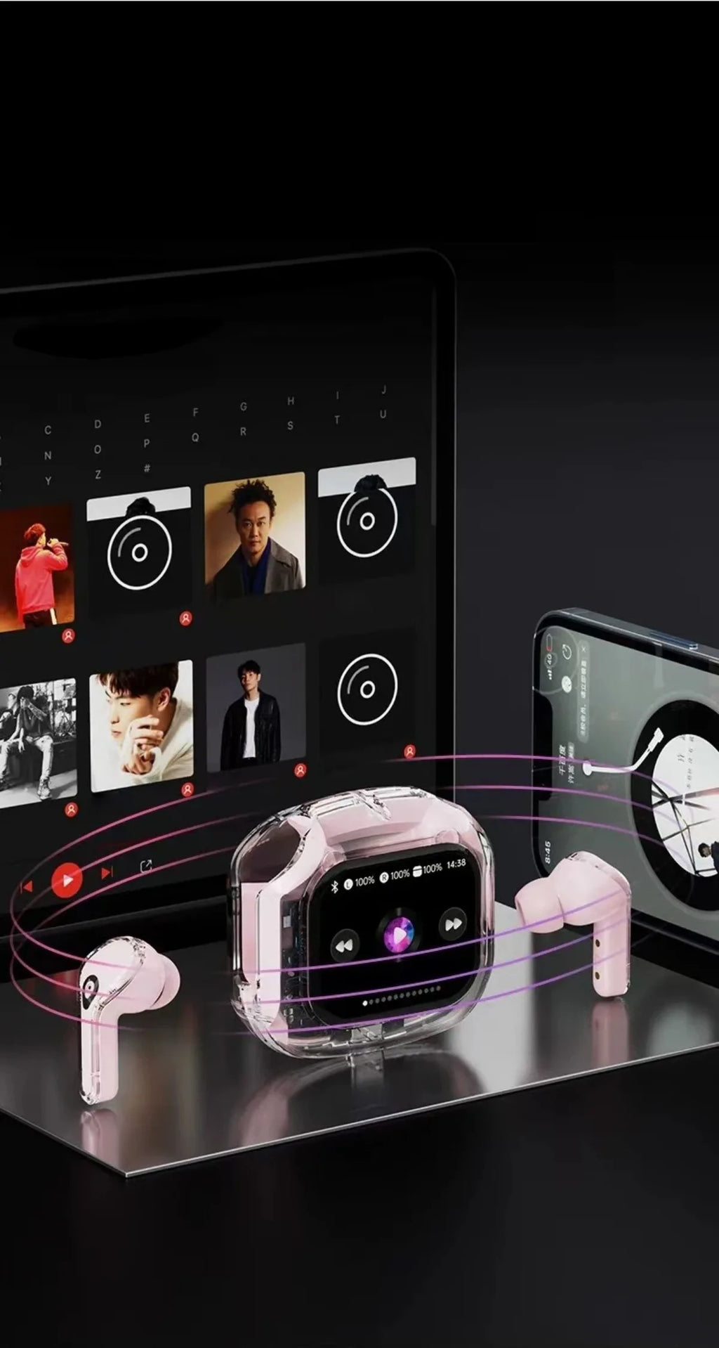 Wireless Bluetooth Headphones,144 Language Real Time Translation Earphones for Business,with Smart Touch Screen HiFi TWS Headset