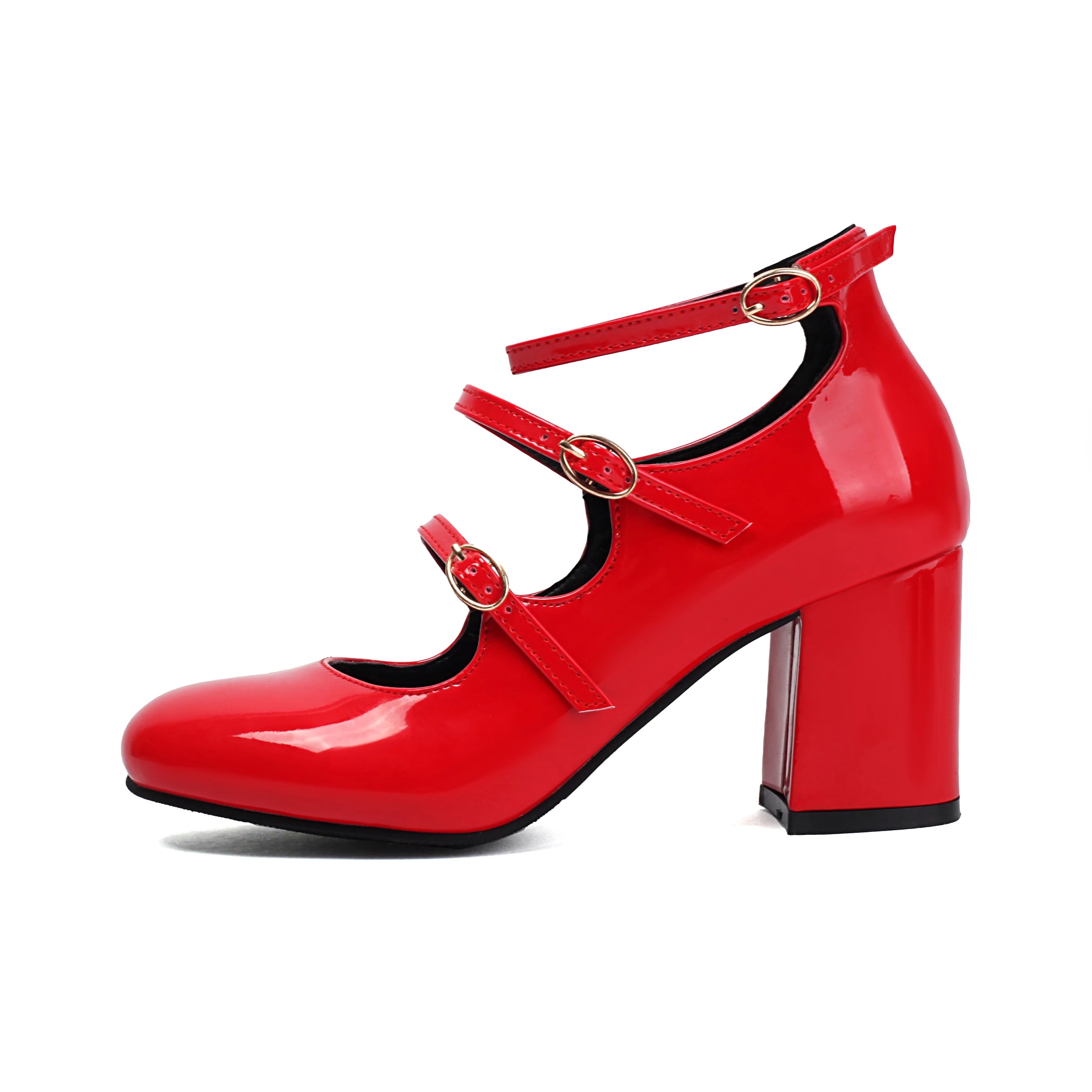 Pu High Heels Square Heel MARY JANES Square Toe Casual 2024 High Quality Ladies Shoes Buckle Strap Solid Fashion Pumps