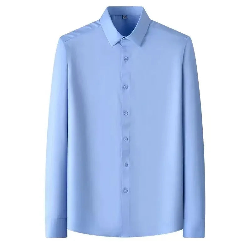Big Size 5XL Business Shirts For Men Long Sleeve Autumn Wrinkle-free Slim Fit Camisa Social Formal Soft Wedding Office White Top