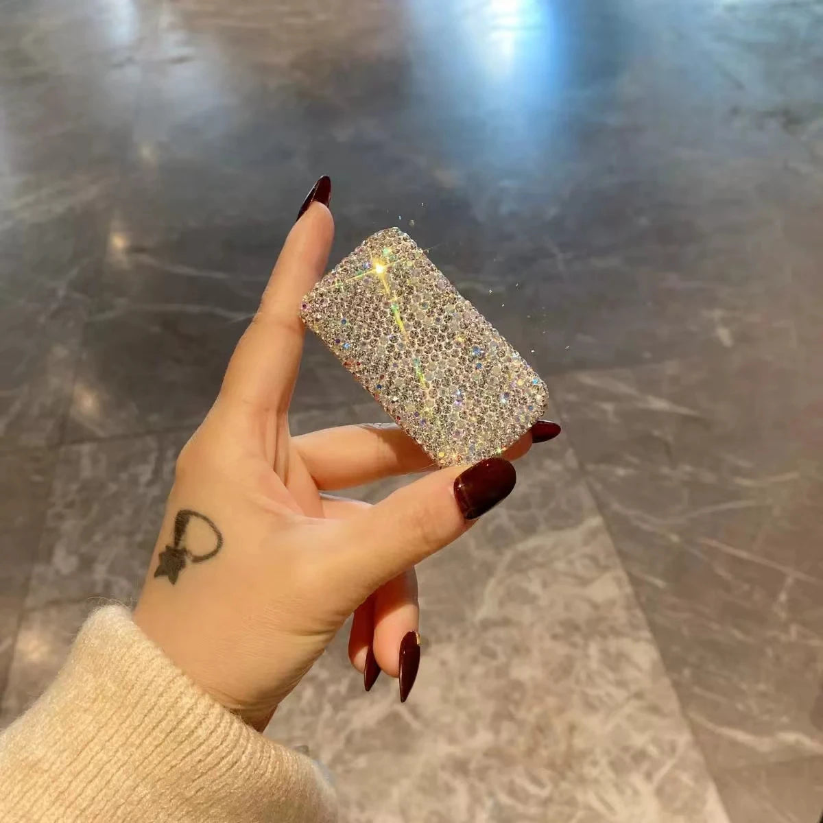 High appearance level plastic mini small medicine box artificial diamond-inlaid portable sealed storage box for early, middle an