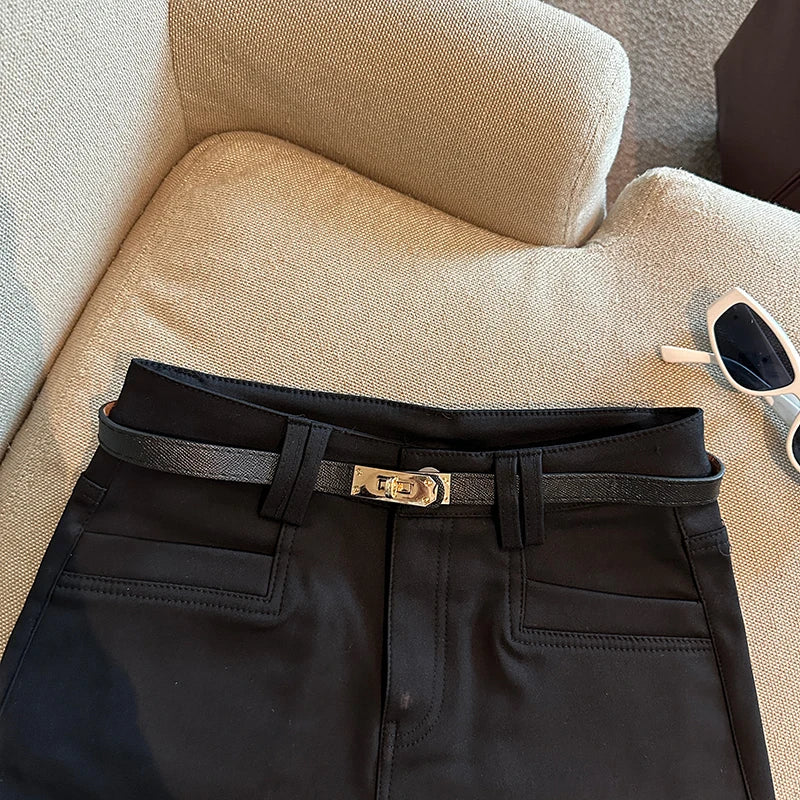 Autumn Black White Elegant Fashion Sexy Slim Short Pant Clothes Women Casual Beige Pockets High Waist Office Lady Shorts Simple