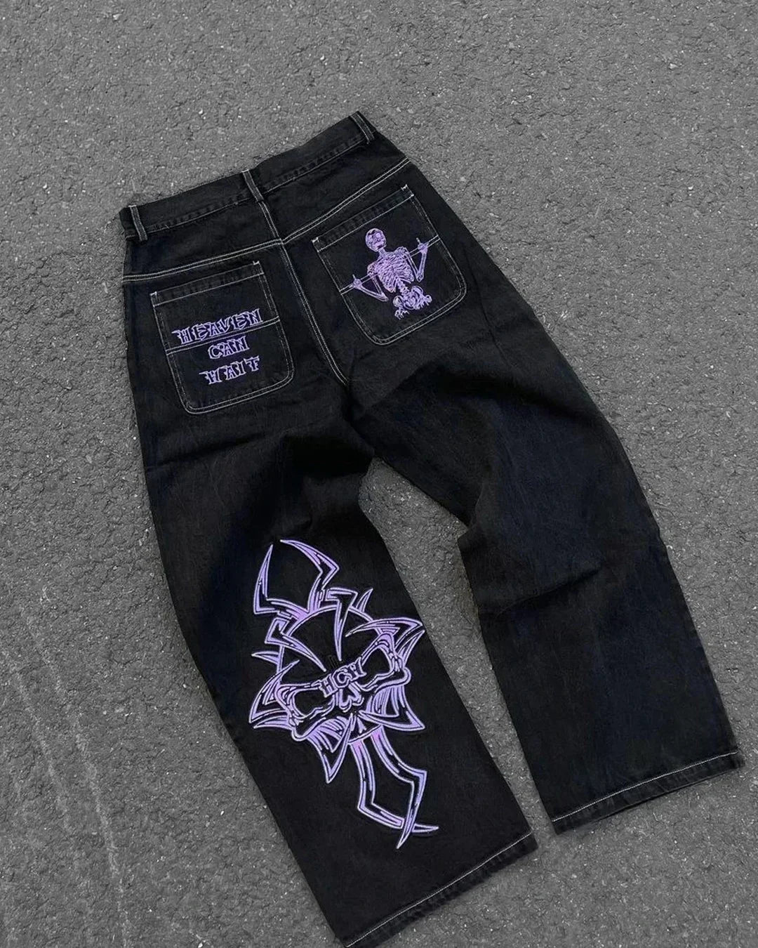 American Fashion Hip Hop Joker Oversized Jeans Women Street Y2K New Clearance Spot Hot Mopping Wide-leg Pants Unisex Loose Jeans