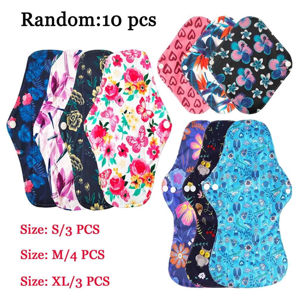10pcs Reusable Menstrual Pads Female Breathable Heavy Flow Bamboo Charcoal Washable Sanitary Napkins Women cloth sanitary napkin