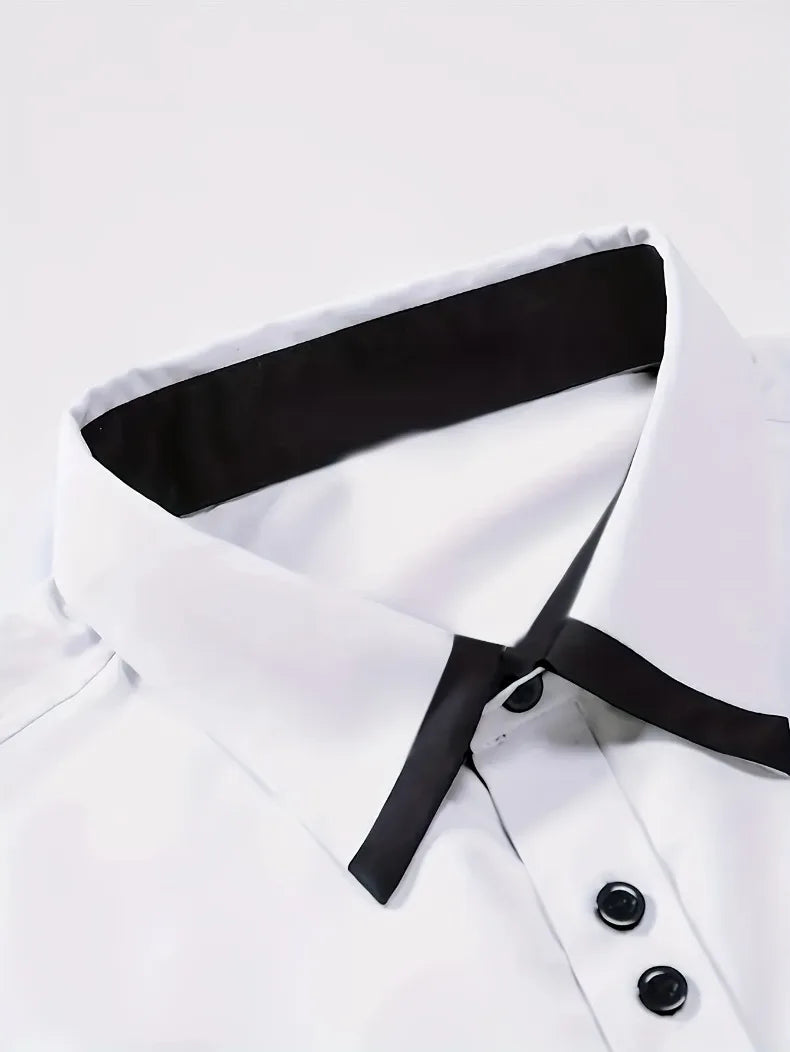 FGKKS New Men Shirts Brand Smart Business Long Sleeve Casual Classic Patchwork Elastic Black Male Dress Shirt