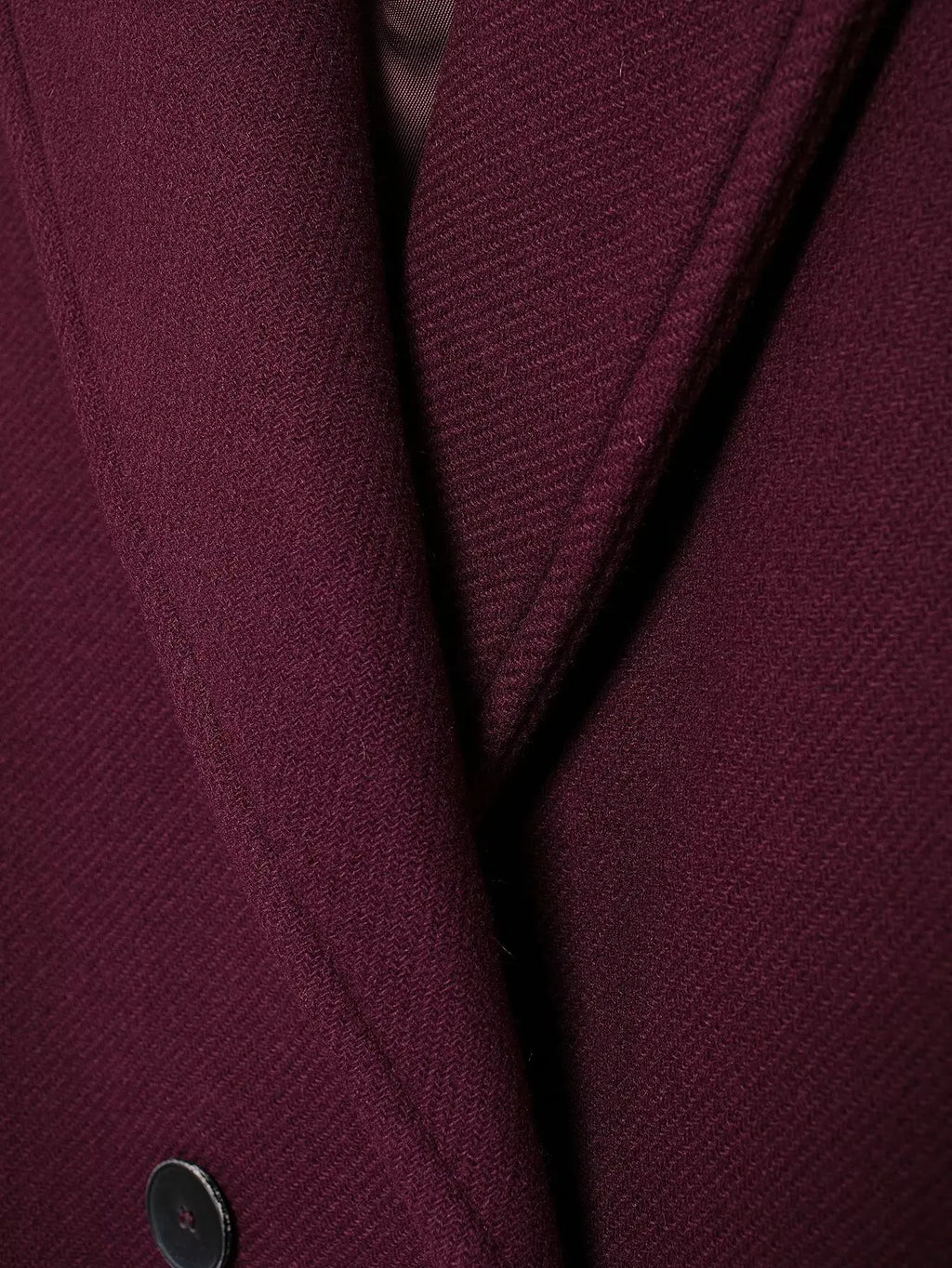 HH Women Fashion Burgundy Coat Double Breasted Long Sleeve Lapel Blends Jacket Autumn Winter High Street Outerwear