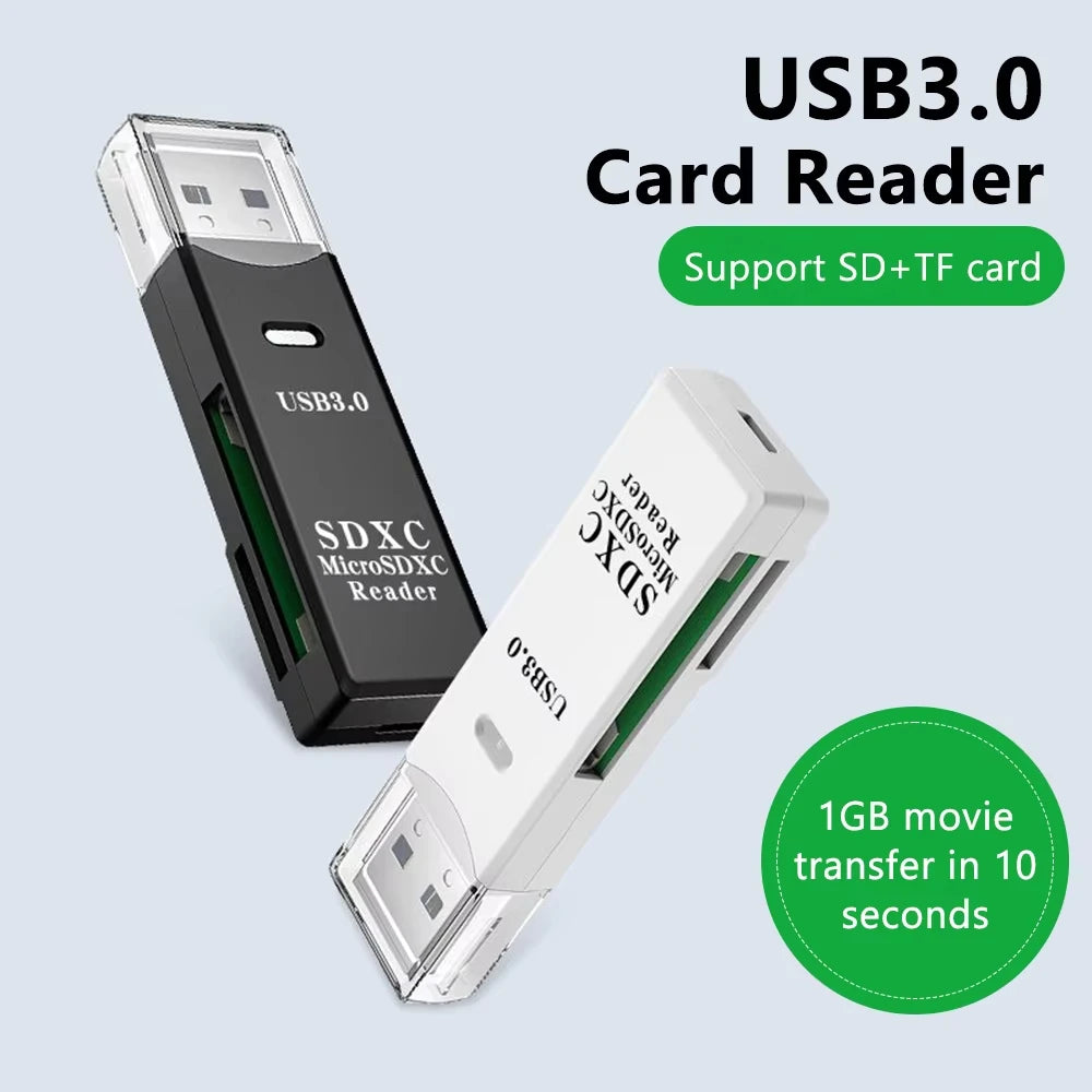 2 In 1 USB 3.0 Card Reader Micro TF SD Card Reader USB Adapter High Speed Card Reader TF Memory Card For PC Laptop Accessories