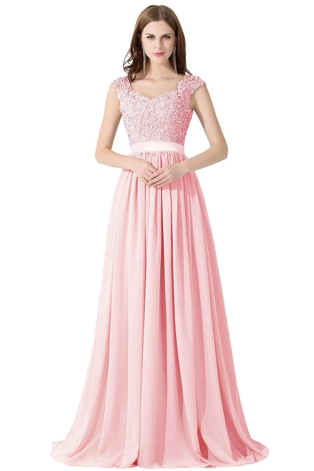 Hot Sale Elegant Long Bridesm Dress Women 2024 For Wedding A-line V Neck Floral Lace Sexy Sleeveless Back Hollow Evening Dress