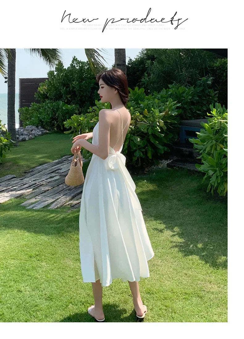 New ivory Caramel terracotta Auburn satin 120cm over knee spaghetti backless strap summer lady girl dress gown daily wear