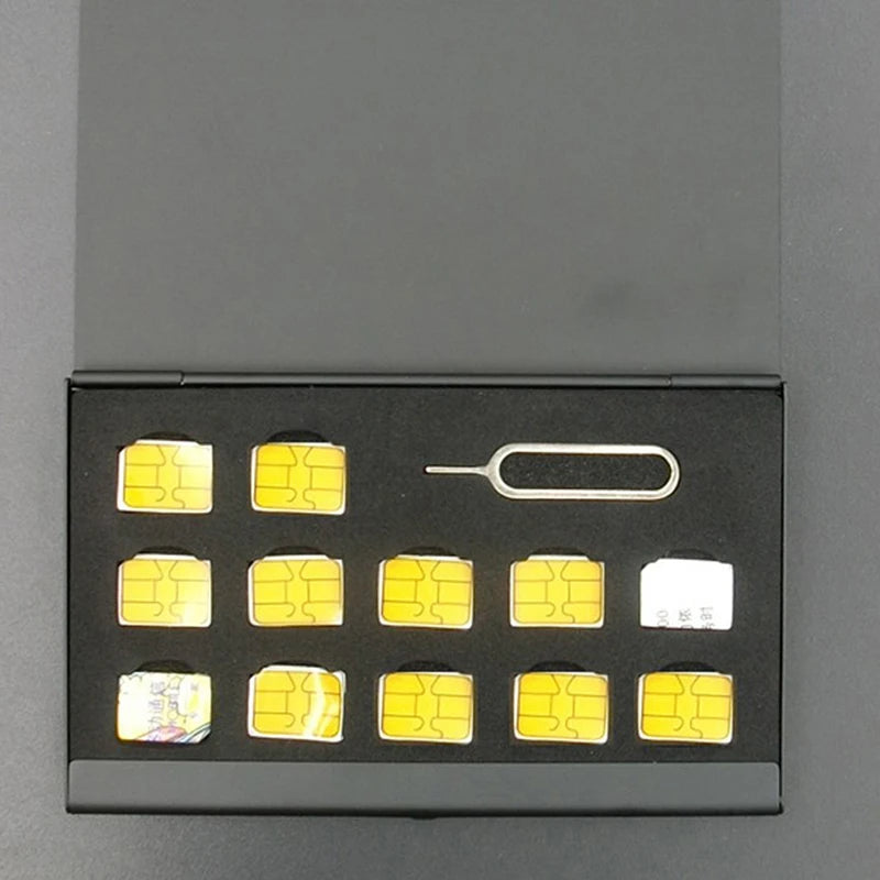 12-Slots-NANO+1-Slot-Card-Pin Aluminum Portable SIM Micro Pin SIM Card Nano Memory Card Storage Box Case Protector Holder 1Pc