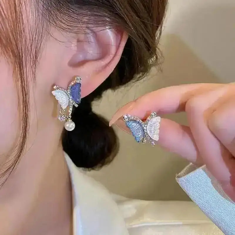 925 Silver Needle Korean Fashion Pearl Tassel Earrings For Women Jewelry 2026 Trending New Luxury Women's Zircon Pearl Earrings