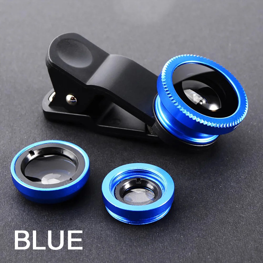 3 in 1 Lens Magnifying Glass 0.67X Wide Angle Fisheye Phone Lens Micro Camera Len Universal Kit With Phone Clip For Smartphones