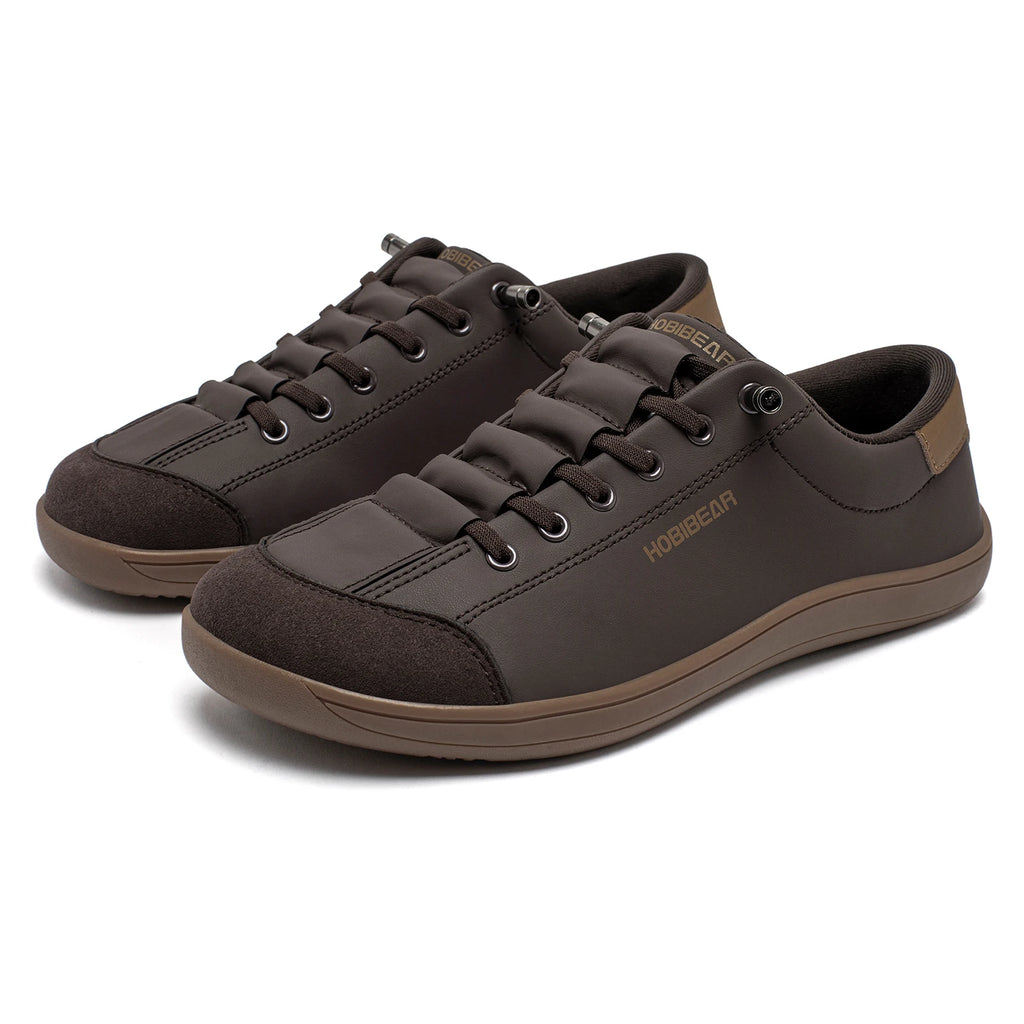 HOBIBEAR Unisex Barefoot Wide Toe Shoes Women Men Artificial Leather Minimalist Sneakers Adjustable Slip On Walking Shoes