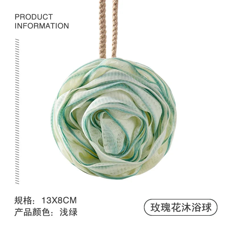 Fast Foaming Lightweight Rose Shower Ball Wash Scrub Sponge for Bathroom Super Soft Large Non-Scattered Ball Flower Bath Rub
