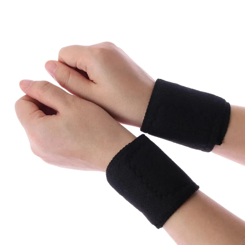 1 Pair Self-Heating Tourmaline Wrist Brace Sports Care Protection Wrist Belt Far Infrared Magnetic Therapy Pads Pain Relief