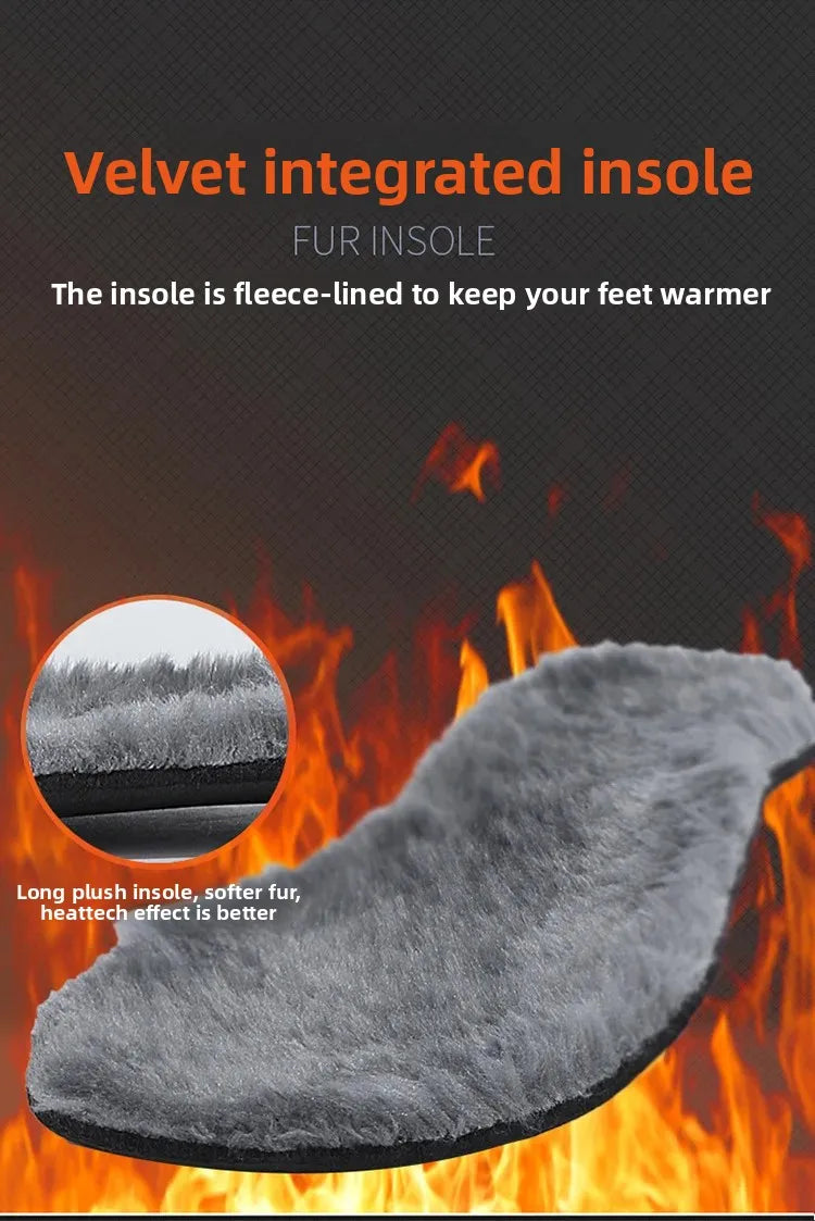 Winter High Top Snow Boots Men's Cotton Shoes Warm Fleece Lined Outdoor Anti-slip Casual Flats for Elderly And Middle-aged