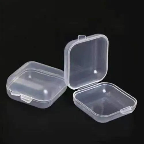 Mini PP Plastic Square Box Jewelry Fishhook Component Single-compartment Covered Transparent Storage Box