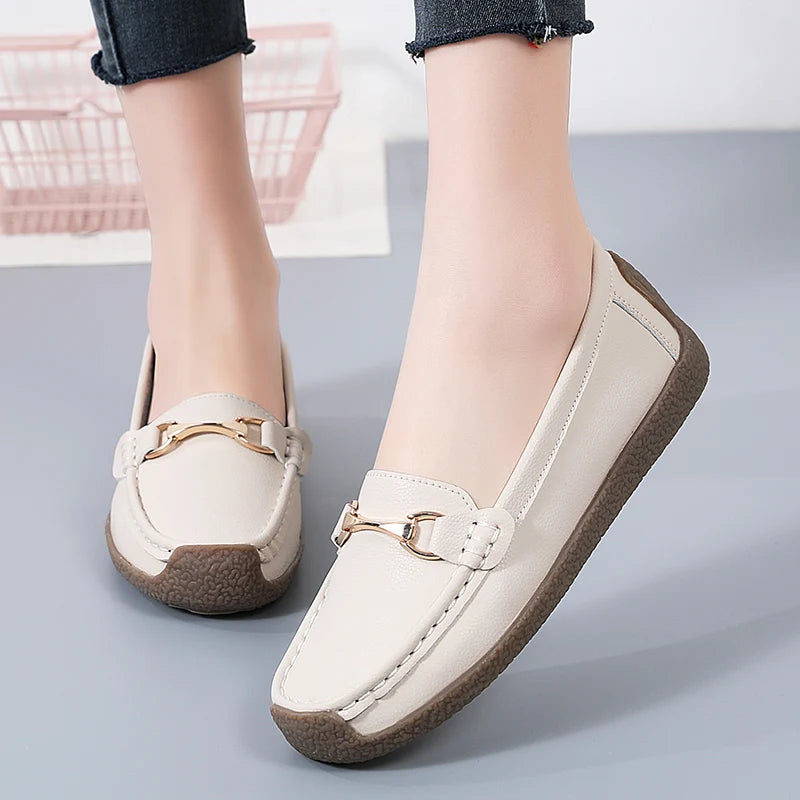 100% cowhide Women's casual sports shoes Fashion Thick base Lightness Women's vulcanized shoes New large size Women's sneakers