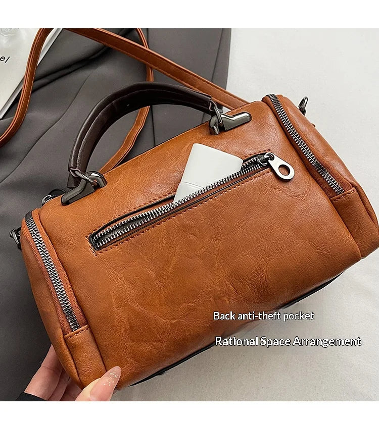 HOMEFISH Large Capacity Shoulder Bag for Women with Tassel Decoration Fashion Detachable Chain Boston Handbag Shoulder Bag