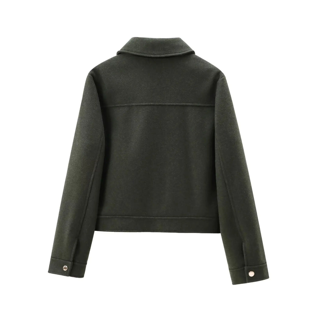 Women's Zipper Jacket Coat New Winter Long Sleeve Pocket Outerwear Coat Short Street Elegant Women's Jacket
