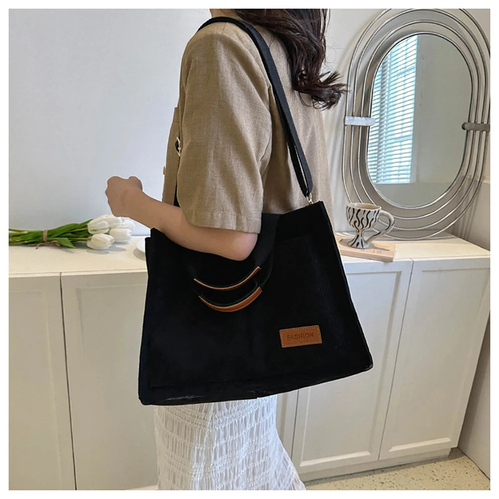 Ladies' handbag, large capacity new fashionable canvas shoulder bag, crossbody bag, commuting bag  zwq