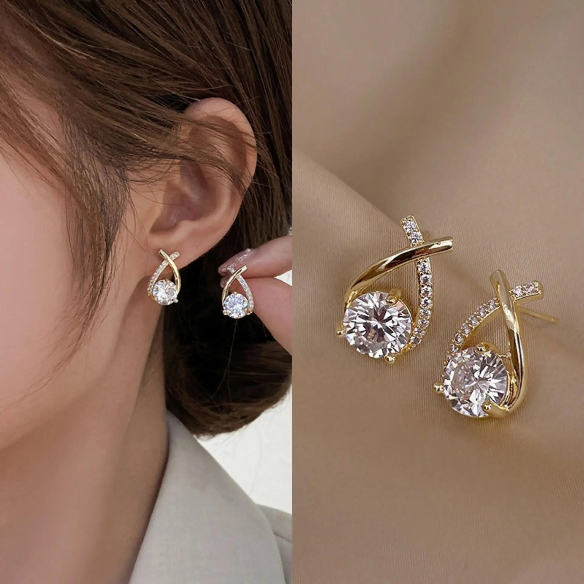 Korean Fashion Zircon Drop Earrings For Women Jewelry 2026 Trending New Luxury Women's Geometric Hoop Earrings Pendientes Gifts