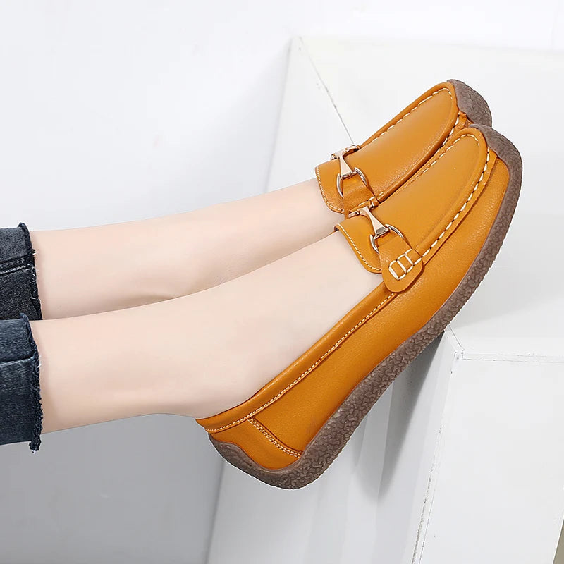 100% cowhide Women's casual sports shoes Fashion Thick base Lightness Women's vulcanized shoes New large size Women's sneakers