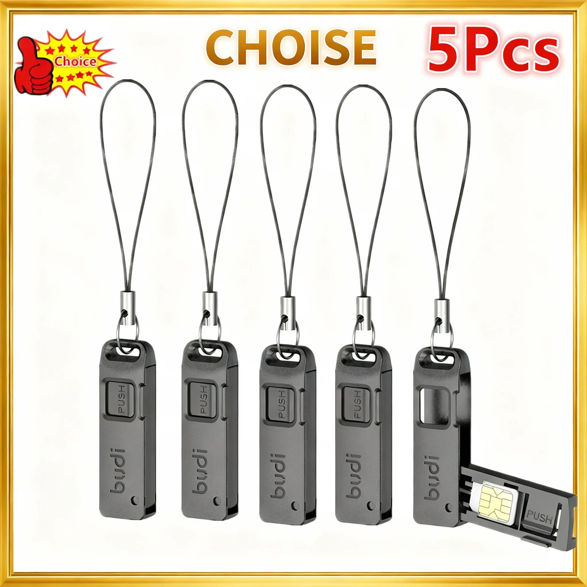 5pcs Multi-function Card Slot Storage Box TF SIM Card Ejector Storage Slot With Lanyard Anti-lost SIM Card Removal Needle Pin