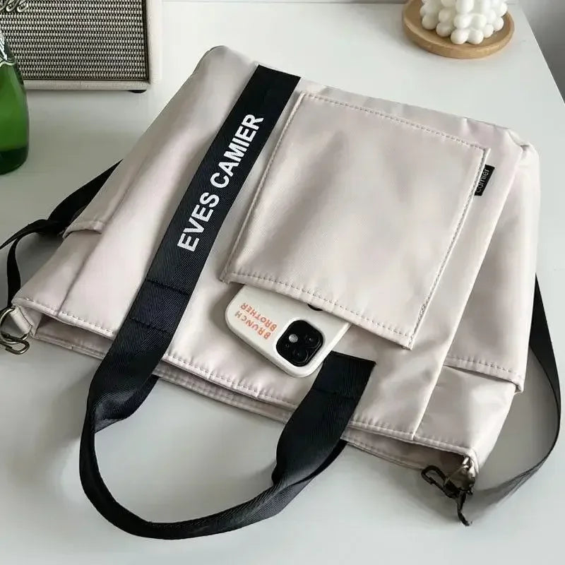 2024 New Casual Tote Large Capacity Shoulder Bag Nylon Waterproof Canvas Handbag Simple Fashion Messenger Bags for Schoolgirl
