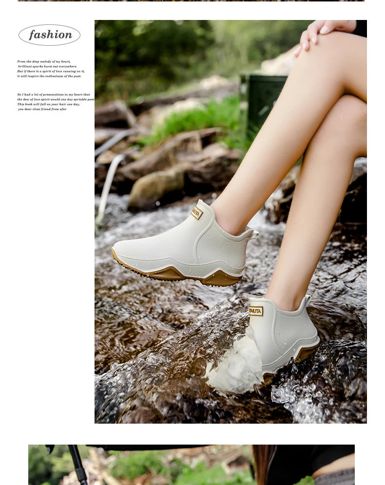 Low-cylinder Rain Shoes for Men and Women: Outdoor Fishing Waterproof Shoes, Stylish Style for Outdoor Wear, Rain Boots