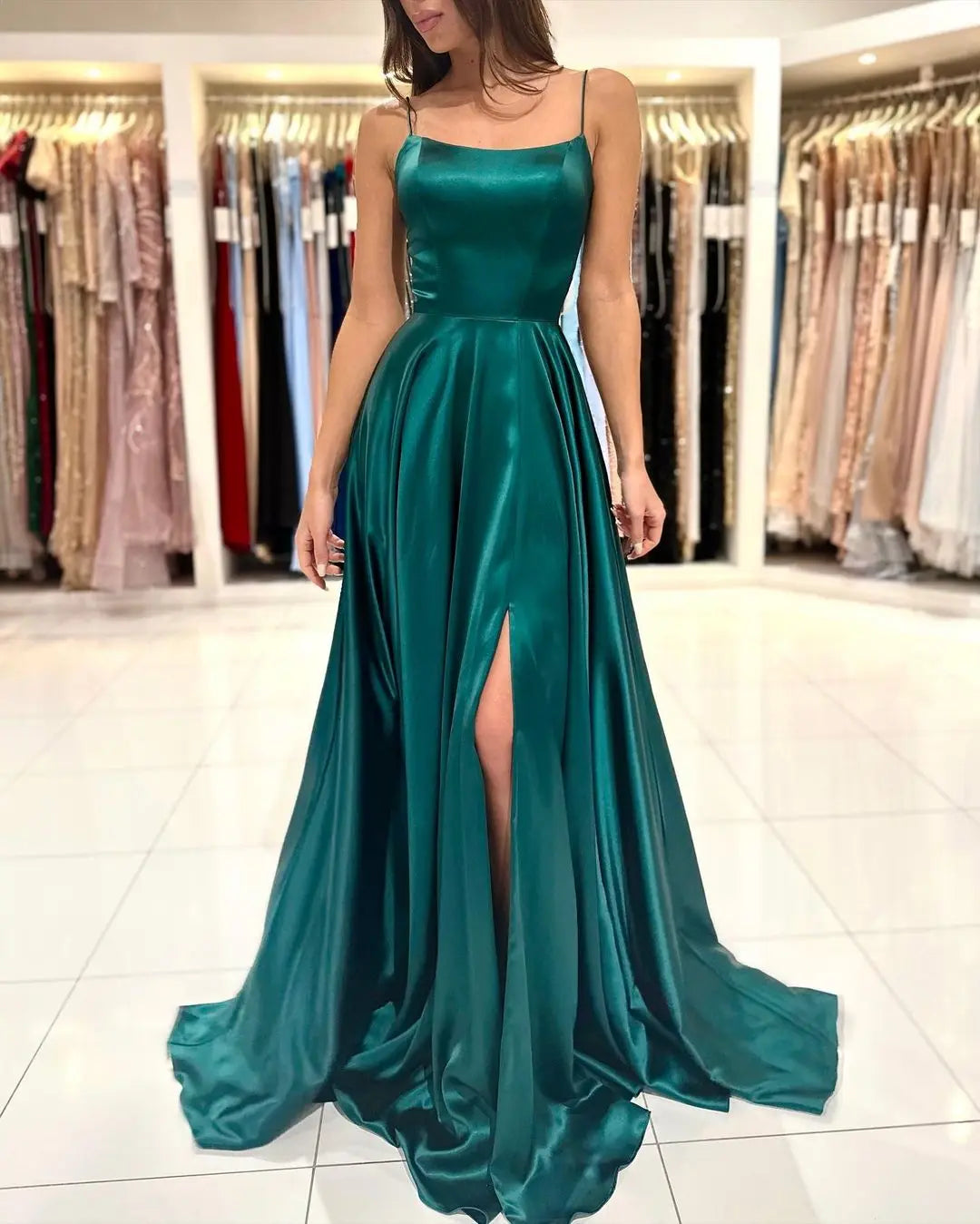 A-line Slit Cowl Neckline Satin 3 Styles Bridesmaid Dress With Tieing Dresses For Special Events Evening Dress Dresses For Prom