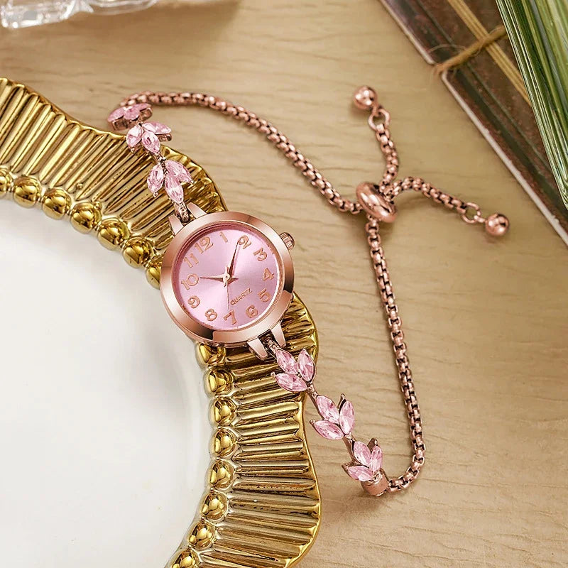 Elegant Women Watches Luxury Rhinestone Bracelet Bracelet Quartz Watch Reloj Mujer Girls Clock Gift（Without Box）