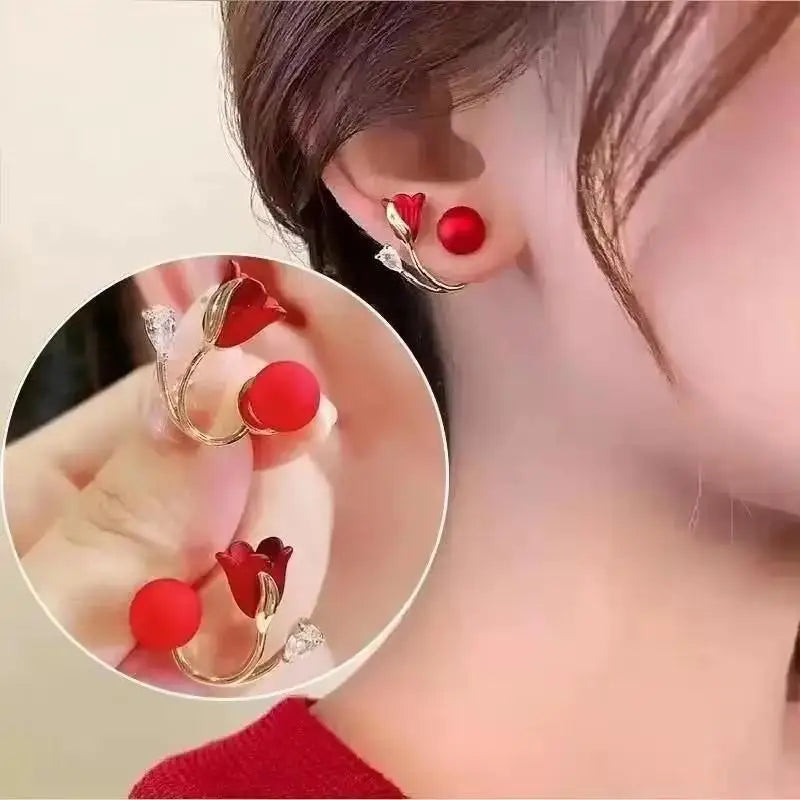 Korean Fashion Zircon Drop Earrings For Women Jewelry 2026 Trending New Luxury Women's Geometric Hoop Earrings Pendientes Gifts