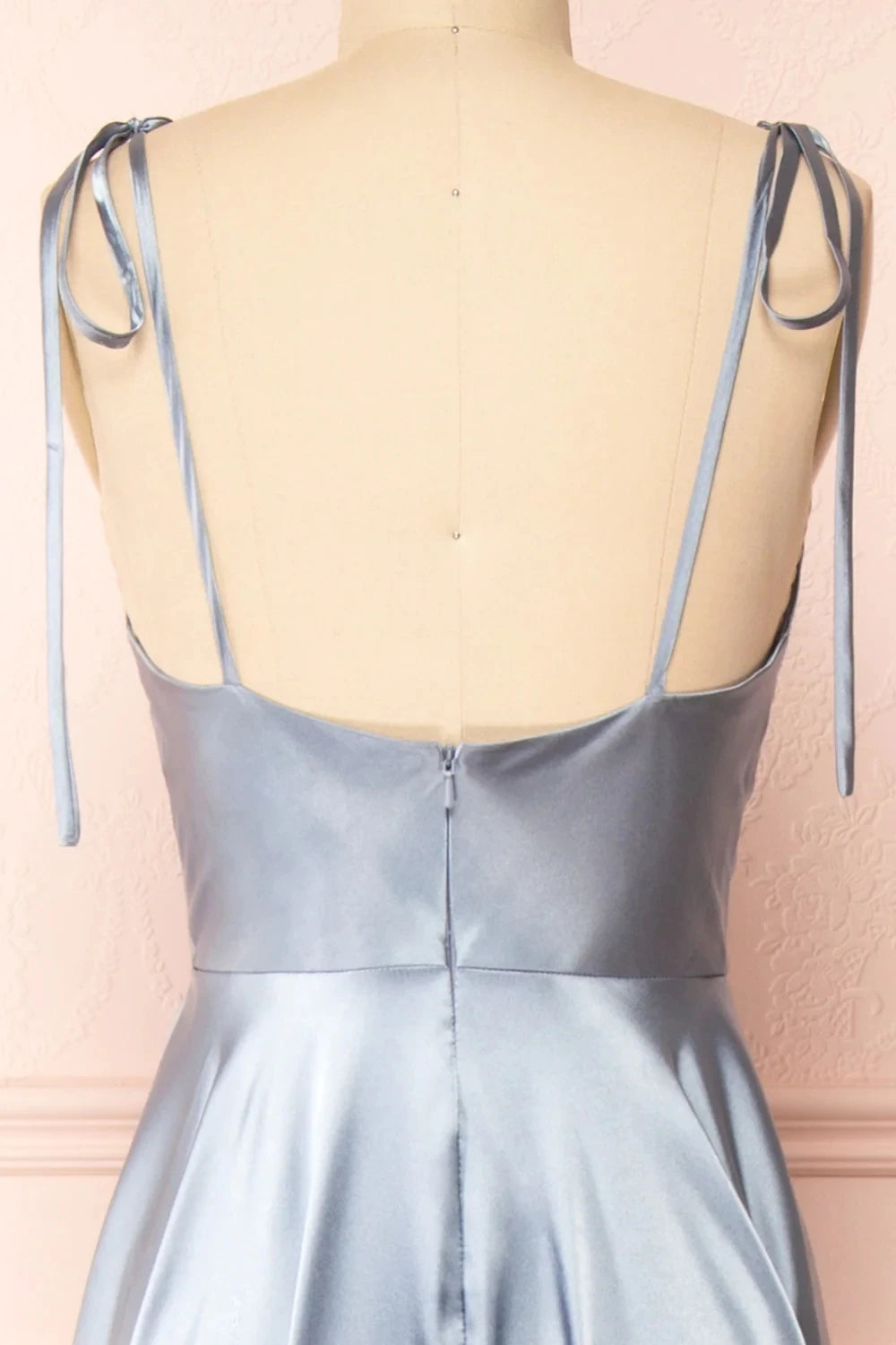 BABYONLINE Elegant Bridesmaid Dress Cowl Neck Adjusted Spaghetti Silky-satin Fabric A-line Silhouette Wedding Women Long Gown