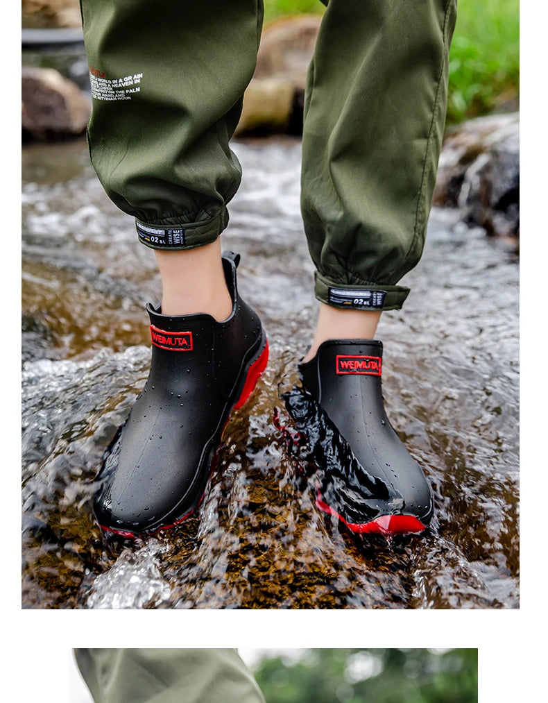 Low-cylinder Rain Shoes for Men and Women: Outdoor Fishing Waterproof Shoes, Stylish Style for Outdoor Wear, Rain Boots