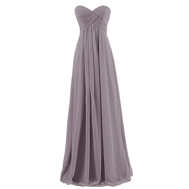 A Line Chiffon Pleat Elegant Strapless Sweetheart Bridesmaid Dresses Wedding Party Evening Formal Prom Robe De Soiree Zipper