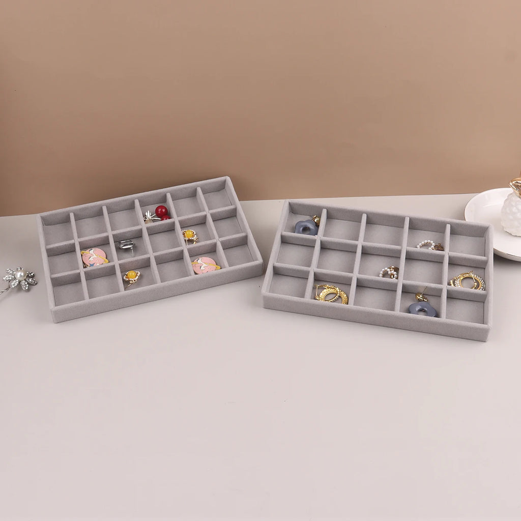 Velvet Jewelry Display Stackable Exquisite Jewellery Holder Portable Ring Earrings Necklace Organizer Box organizator de boys