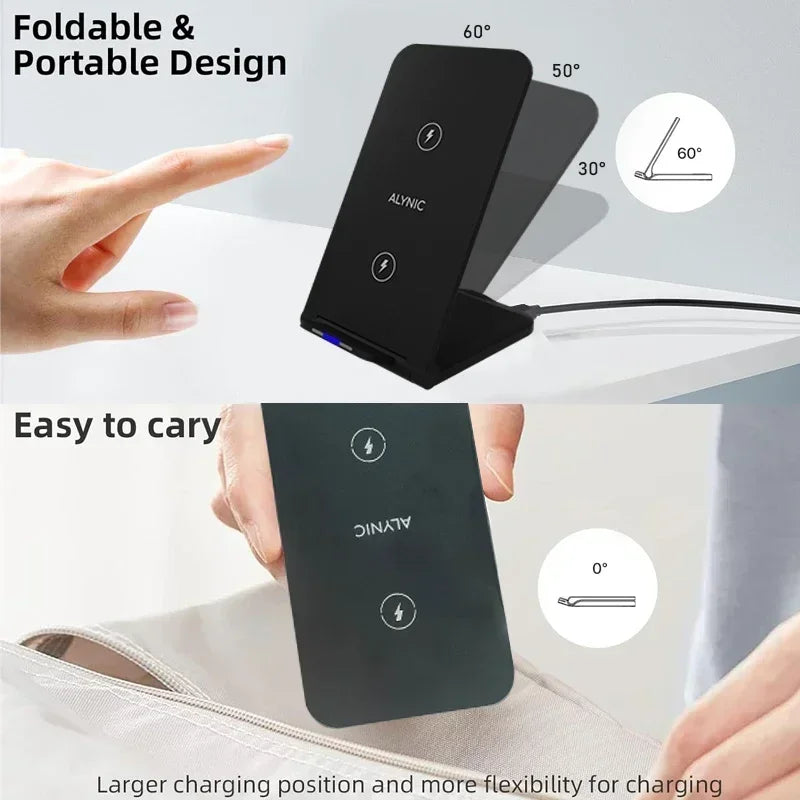 Wireless Charger Desktop Stand For iPhone 11 12 13 14 15 16 X Pro Max Samsung S24 S23 S22 Xiaomi Fast Wireless Charging Station