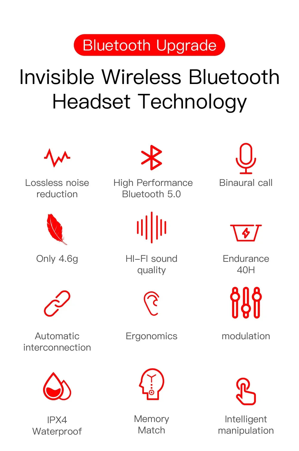 E6S TWS Wireless Headphones Sports Waterproof Bluetooth 5.0 Earphone  Stereo Headset with Microphone for Iphone Xiaomi Vivo Oppo