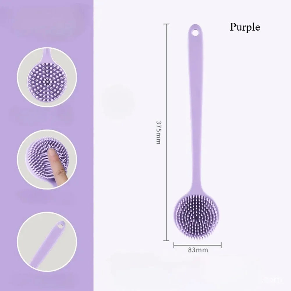 Soft Silicone Body Scrubber Back Brush Bath Shower Brush with Handle Exfoliating Back Scrub Skin Massager Body Care Bath Supplie
