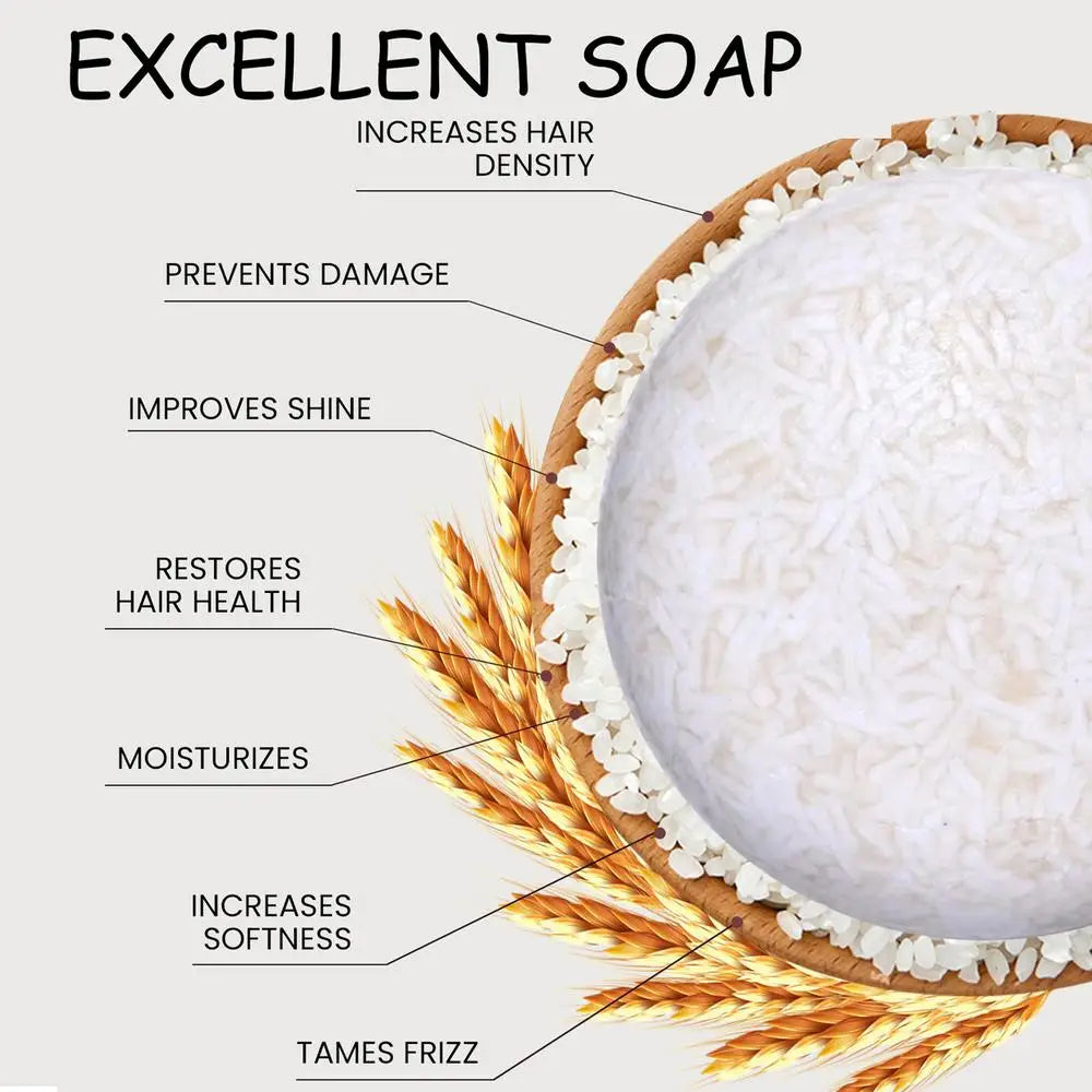 Rice Shampoo Bar Natural Organic Rice Soap for Hair Growth Deep Cleansing Solid Shampoo and Conditioner Bar Oil Control