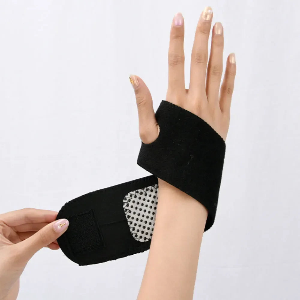 1 Pair Self-Heating Tourmaline Wrist Brace Sports Care Protection Wrist Belt Far Infrared Magnetic Therapy Pads Pain Relief