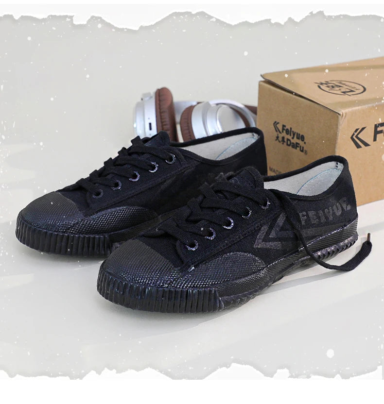 DaFu Flying Men's Athletic Shoes Long Distance Running Jump Far Field Event Canvas Sports Shoes Couple's Loafers Black Sneakers