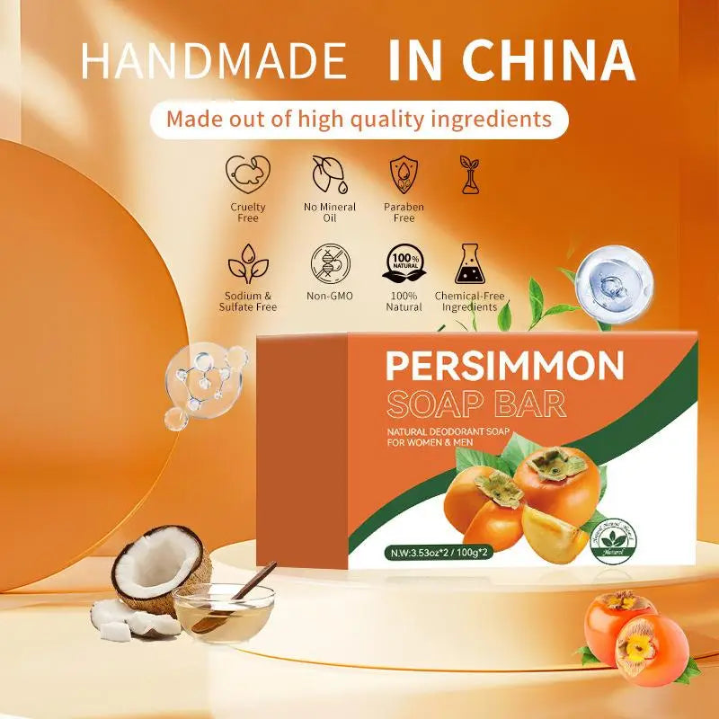 Persimmon Cleansing Soap Bar 100g/200g Body Care Face Wash Exfoliating Soap Fruit Handmade Shower Soap