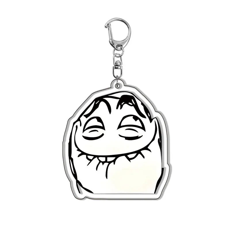 Funny TrollFace Keychain for Accessories Bag NoMeGusta Rage Face ForeverAlone Pendant Key Chain Ring Keyring Jewelry Fans Gifts
