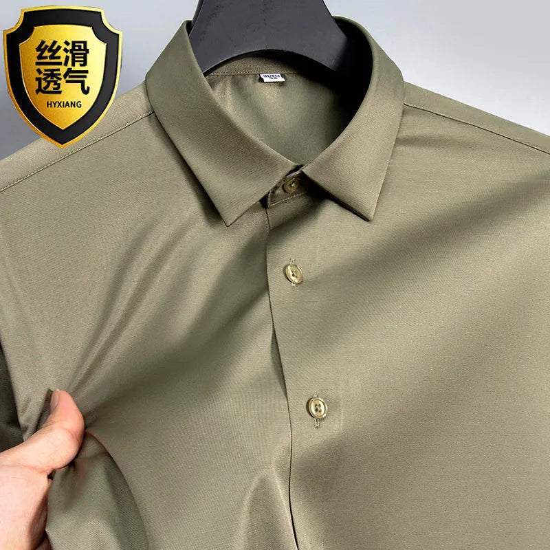 Big Size 5XL Business Shirts For Men Long Sleeve Autumn Wrinkle-free Slim Fit Camisa Social Formal Soft Wedding Office White Top