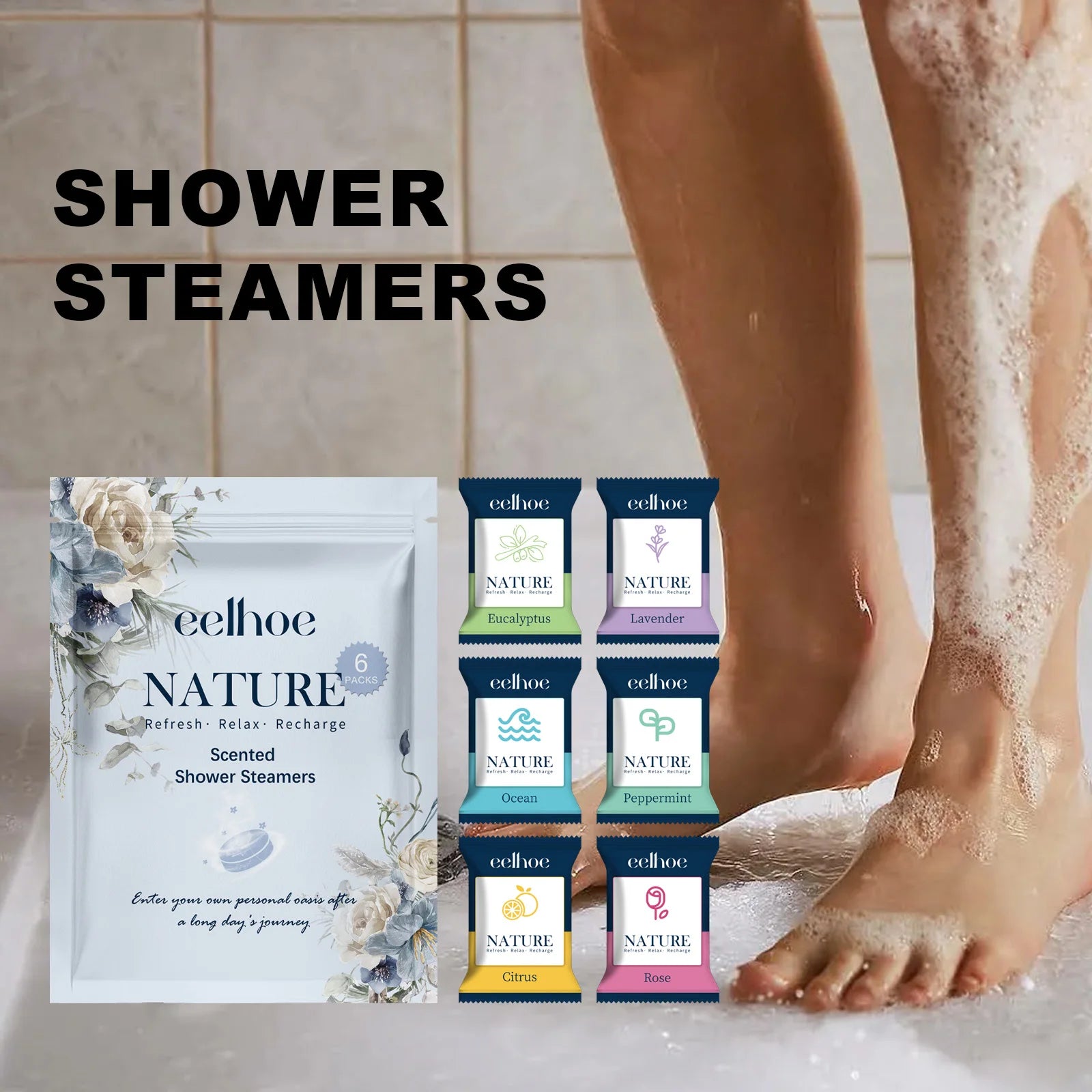 EELHOE Shower Steamer Tablet Nourishing Clean Dirt Eliminate Odor Relaxing Relieve Fatigue Moisturizing Shower Spa Bath Supplies