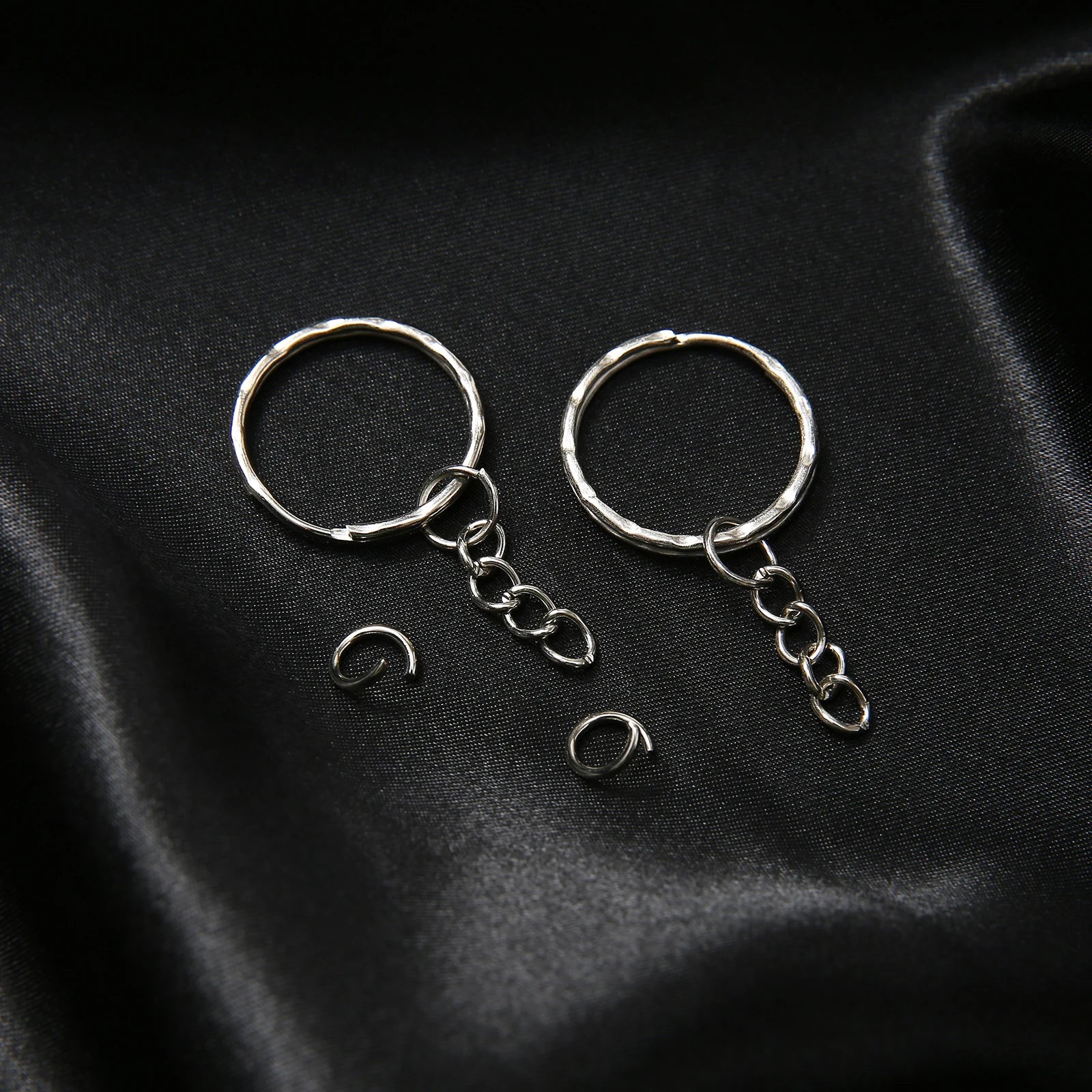 10/50/100/200 pcs Silver Metal Split Key Ring with Chain Jump Rings for DIY Findings Making Keychain Accessories