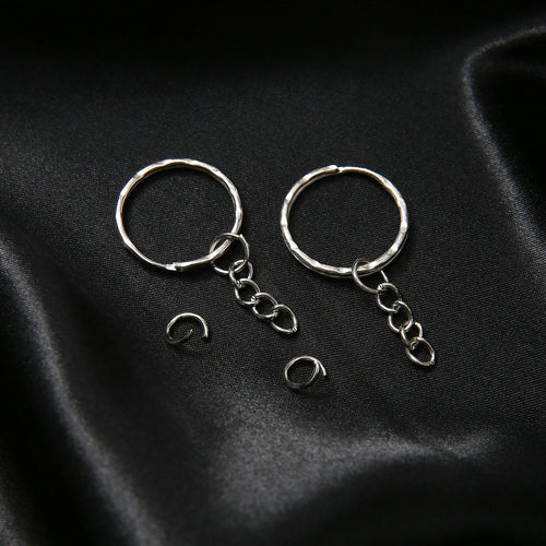 10/50/100/200 pcs Silver Metal Split Key Ring with Chain Jump Rings for DIY Findings Making Keychain Accessories